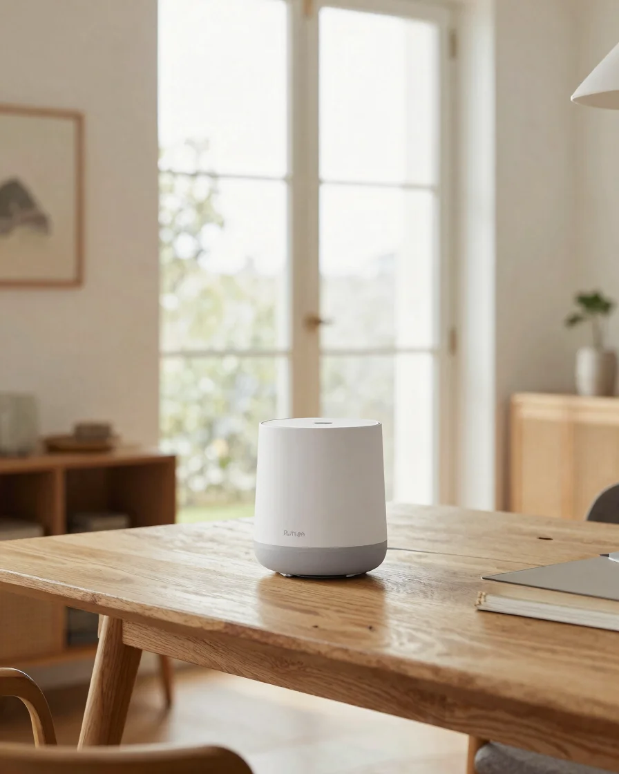 Ruhige, aufgeräumte Schweizer Wohnumgebung mit einzelnem Smart-Ho